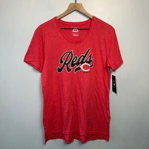Majestic Cincinnati Reds MLB Women's Red Graphic Scoop Neck T-Shirt Medium NWT